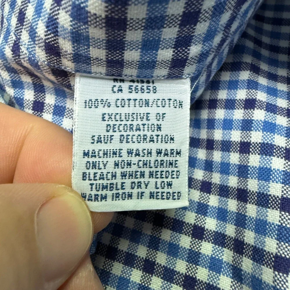 Polo Ralph Lauren Button Shirt Men XXL Blue Gingham Check Plaid Long Sleeve Pony